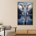 Royal Elephant with Decorative Patterns Metal Floating Frame Crystal Wall Painting
