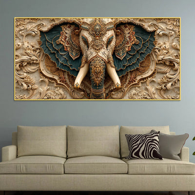 Royal Elephant with Ornate Mandala Elegance 3D Canvas Wall Painting