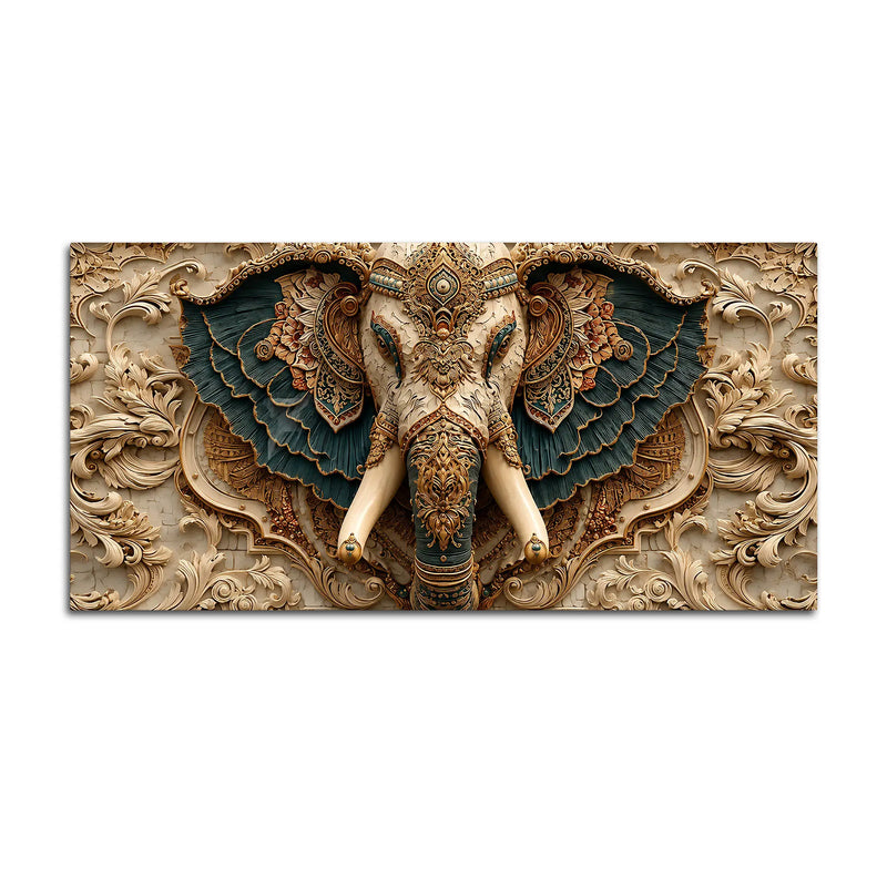 Royal Elephant with Ornate Mandala Elegance 3D Canvas Wall Painting