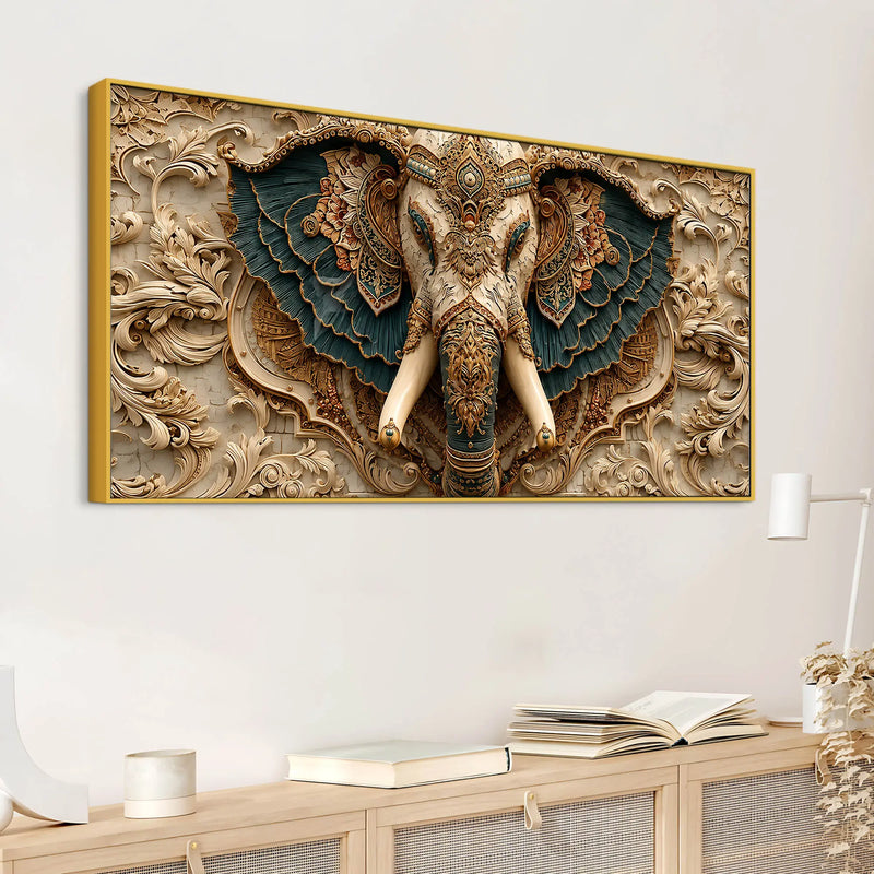 Royal Elephant with Ornate Mandala Elegance 3D Canvas Wall Painting