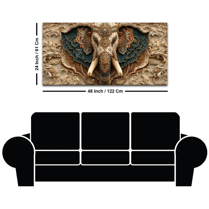 Royal Elephant with Ornate Mandala Elegance 3D Canvas Wall Painting