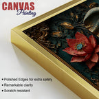 Royal Elephant with Twin Peacocks and Crimson Lotus 3D Canvas Wall Painting