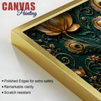 Royal Emerald Peacock with Golden Feather 3D Canvas Wall Painting