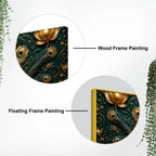 Royal Emerald Peacock with Golden Feather 3D Canvas Wall Painting