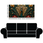 Royal Emerald Peacock with Golden Feather 3D Canvas Wall Painting
