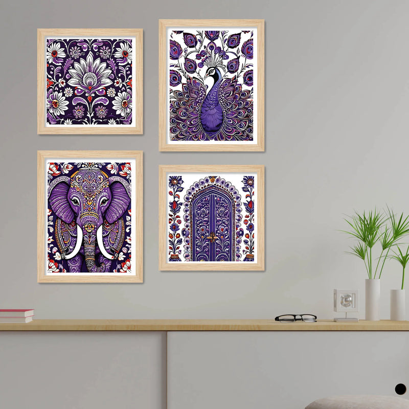 Royal Floral Wall Art Frame Set of 4