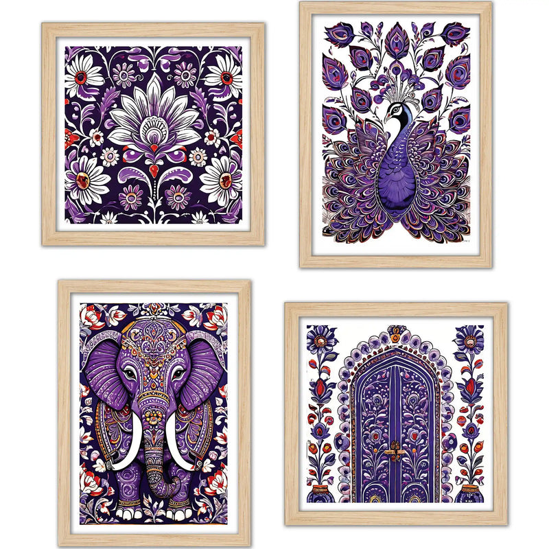 Royal Floral Wall Art Frame Set of 4