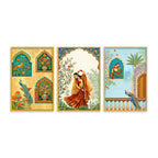 Royal Floral Woman Canvas Wall Painting Set of Three