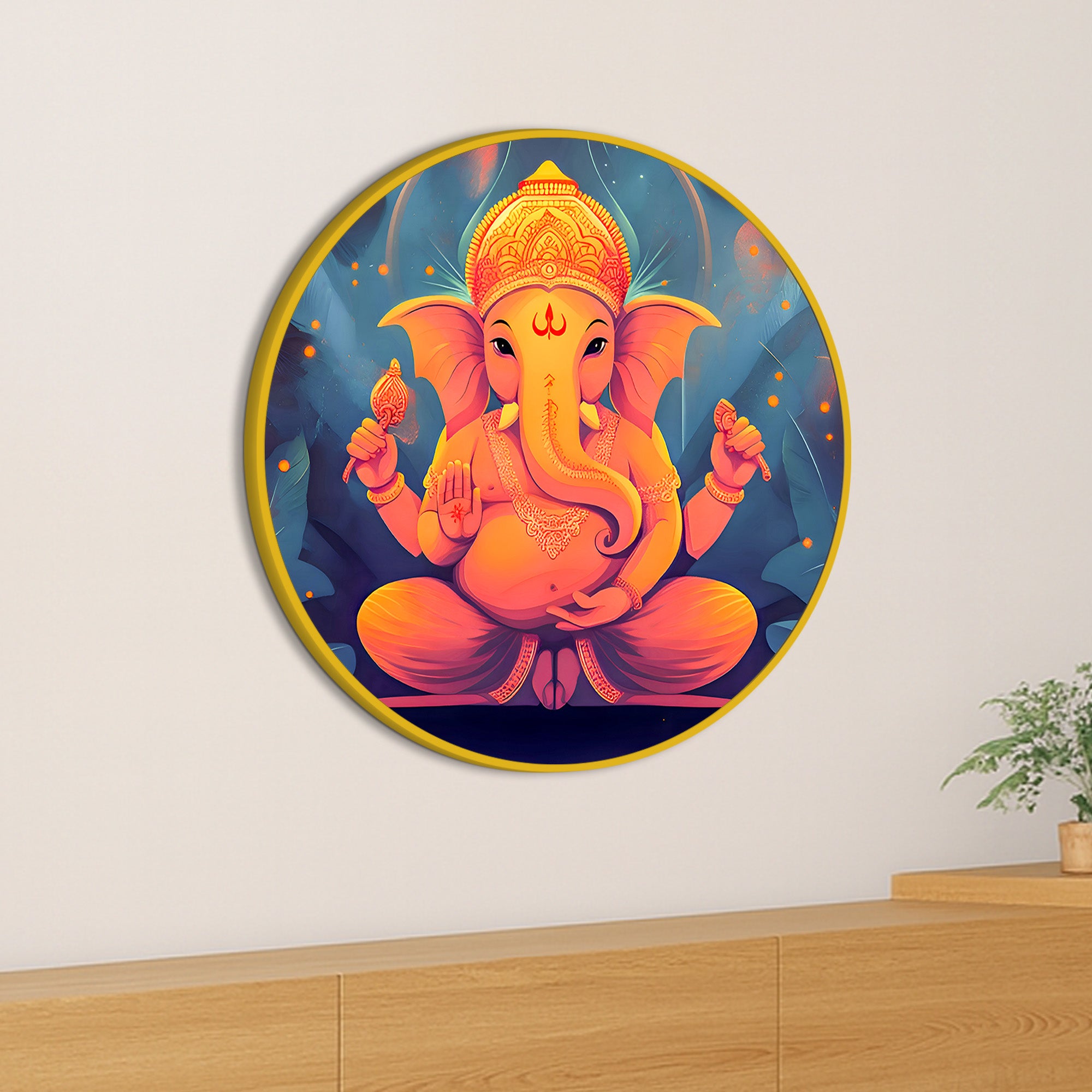 Royal Ganesha Round Artistic Painting