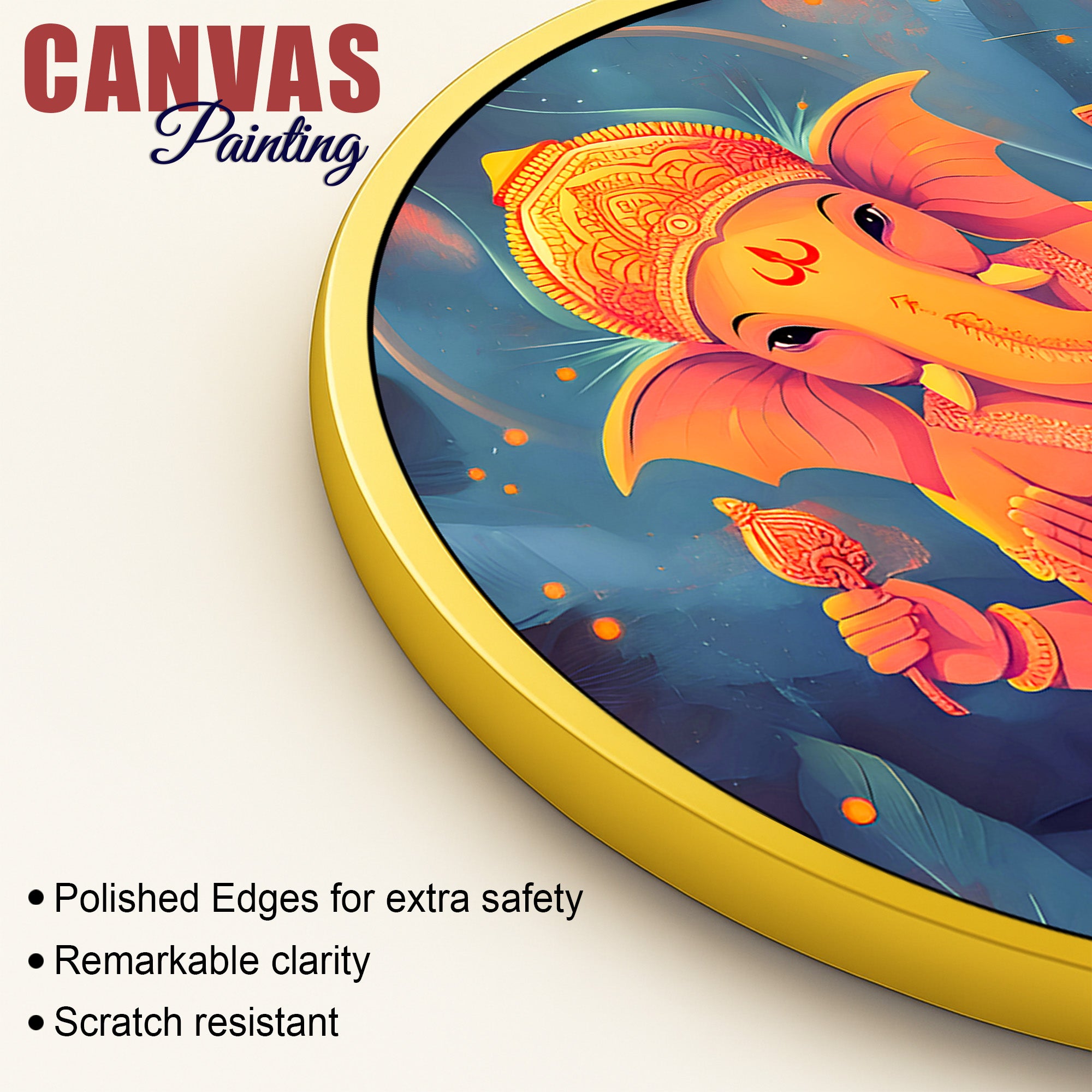 Royal Ganesha Round Artistic Painting