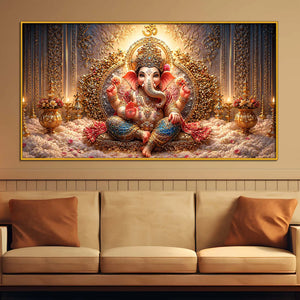 Royal Ganpati Floating Frame Crystal Wall Painting