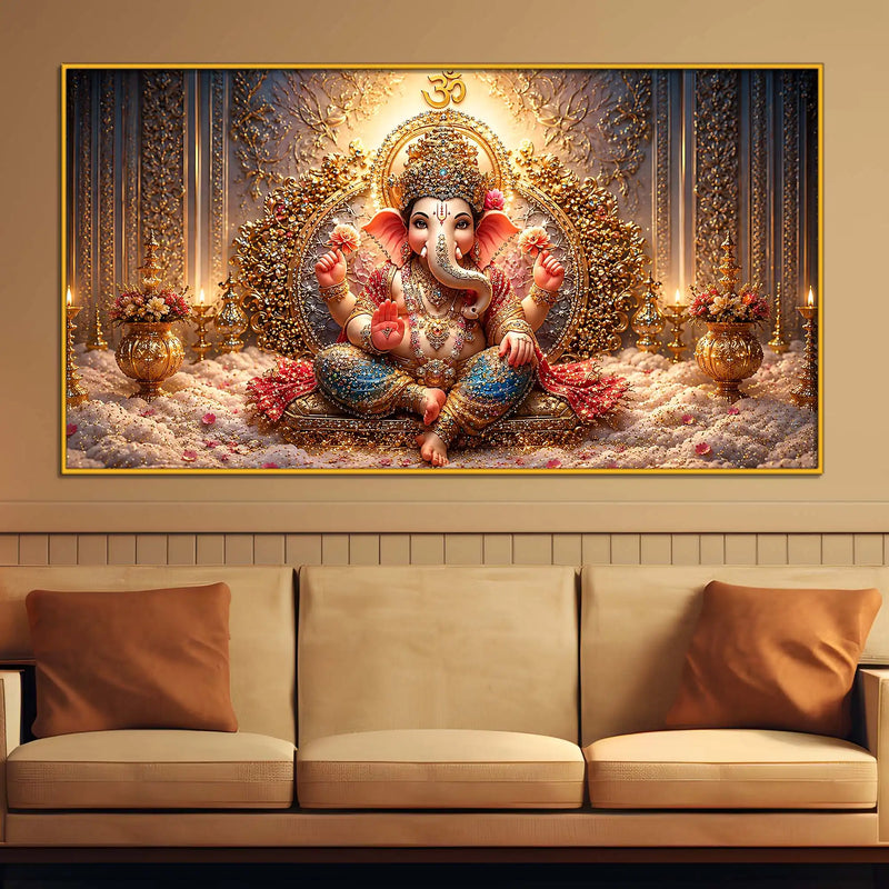 Royal Ganpati Floating Frame Crystal Wall Painting