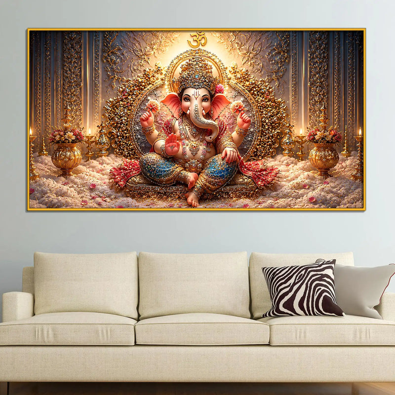 Royal Ganpati Floating Frame Crystal Wall Painting