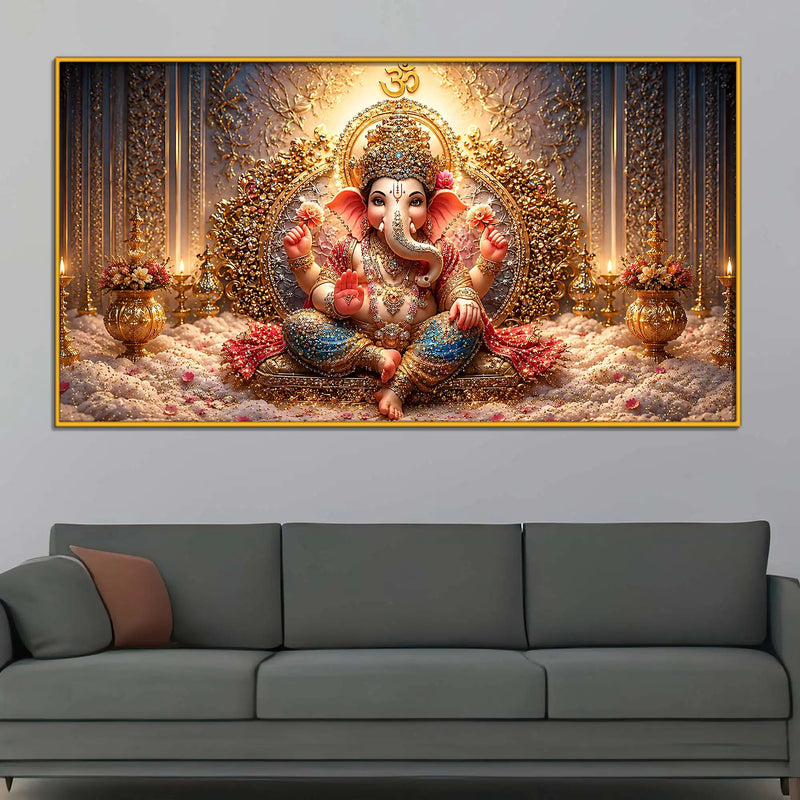 Royal Ganpati Floating Frame Crystal Wall Painting