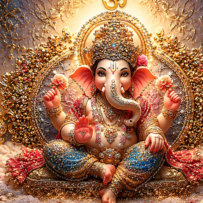 Royal Ganpati Floating Frame Crystal Wall Painting