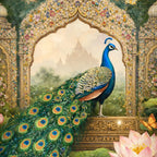Royal Garden Peacock Floating Frame Crystal Wall Painting