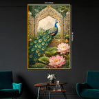 Royal Garden Peacock Floating Frame Crystal Wall Painting