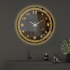 Royal Golden Accent LED Mirror Wall Clock with Classic Numerals