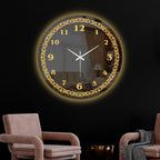 Royal Golden Accent LED Mirror Wall Clock with Classic Numerals