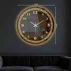 Royal Golden Accent LED Mirror Wall Clock with Classic Numerals
