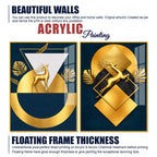 Royal Golden Deer Modern Geometric Acrylic Floating Wall Painting Set of 2