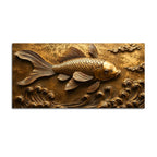 Royal Golden Koi Fish Swimming Through Waves 3D Canvas Wall Painting