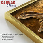 Royal Golden Koi Fish Swimming Through Waves 3D Canvas Wall Painting