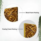 Royal Golden Lion Face with Victorian Floral Ornament 3D Canvas Wall Painting
