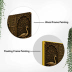 Royal Golden Peacock Pair with Lotus Metallic Look 3D Canvas Wall Painting