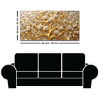 Royal Golden Tree with White Pearls & Blossom Flowers 3D Canvas Wall Painting