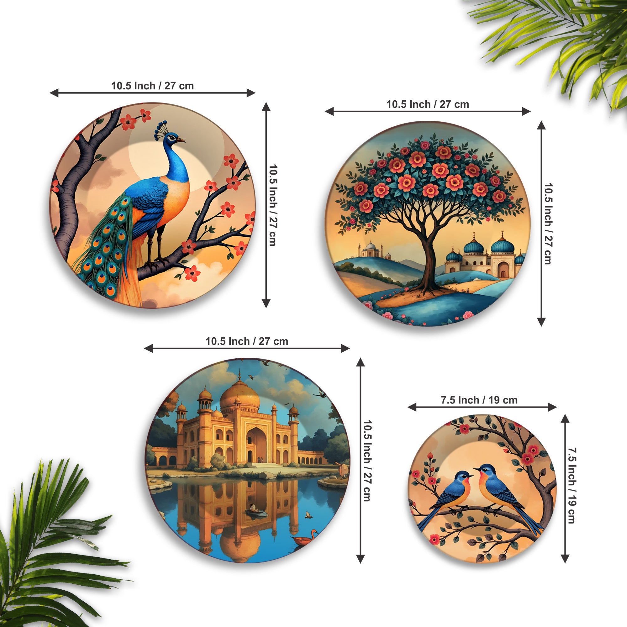 Royal Heritage India Scenic Premium Wall Plates Painting Set of Four