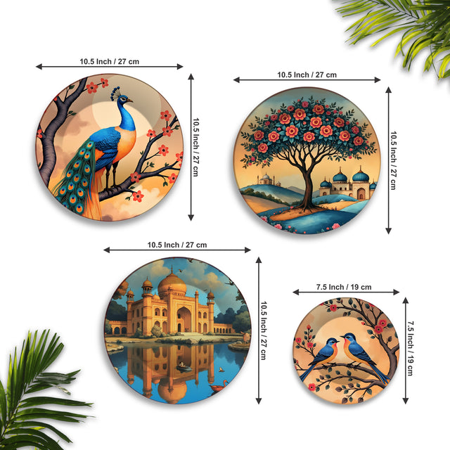 Royal Heritage India Scenic Premium Wall Plates Painting Set of Four