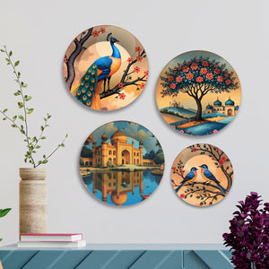 Royal Heritage India Scenic Premium Wall Plates Painting Set of Four