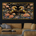 Royal Horse Pair Crystal Glass Wall Art Luxury Painting for Interior Decor