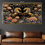 Royal Horse Pair Crystal Glass Wall Art Luxury Painting for Interior Decor