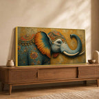 Royal Indian Elephant 3D Bas-Relief Type Canvas Wall Painting