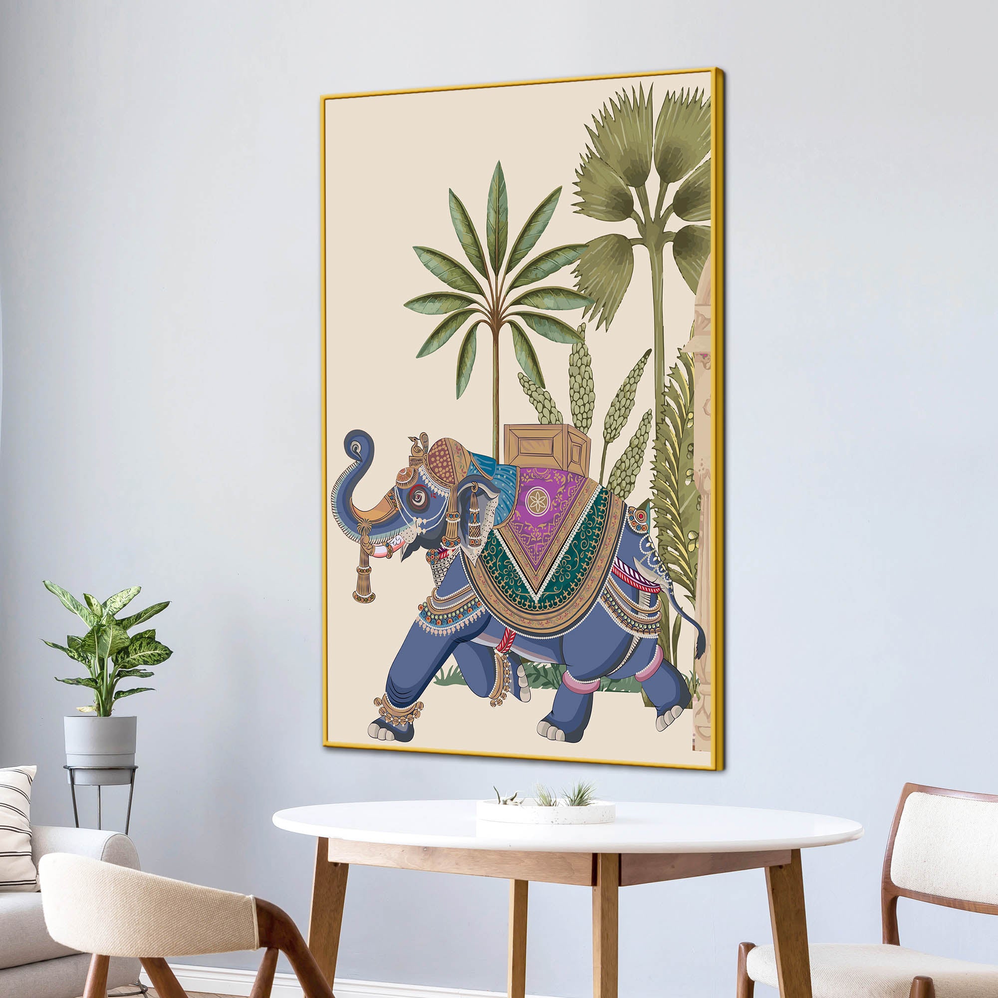 Royal Indian Elephant Canvas Painting | Traditional Wall Decor
