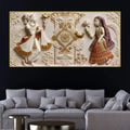 Royal Indian Folk Couple with Lotus & Birds 3D Canvas Wall Painting
