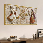 Royal Indian Folk Couple with Lotus & Birds 3D Canvas Wall Painting