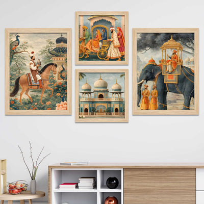 Royal Indian Maharaja Wall Frame Set of Four