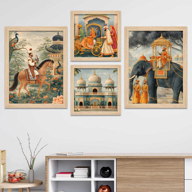 Royal Indian Maharaja Wall Frame Set of Four