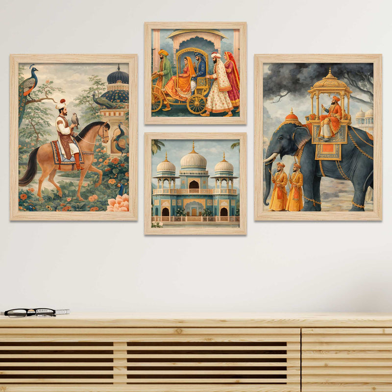 Royal Indian Maharaja Wall Frame Set of Four