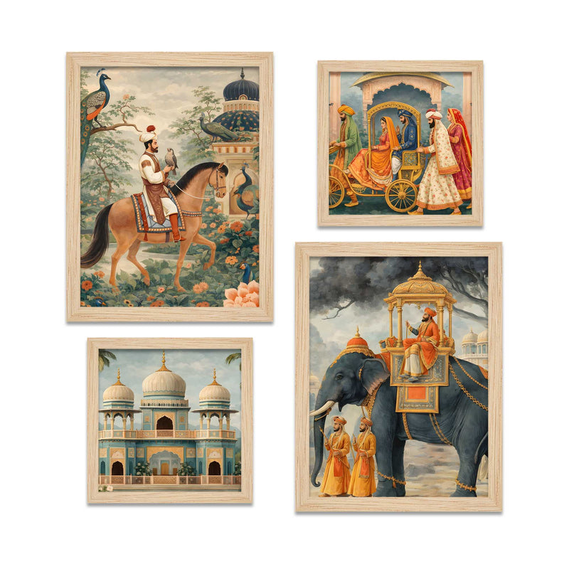 Royal Indian Maharaja Wall Frame Set of Four