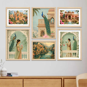 Royal Indian Palace Garden Wall Art Frame Set of 6