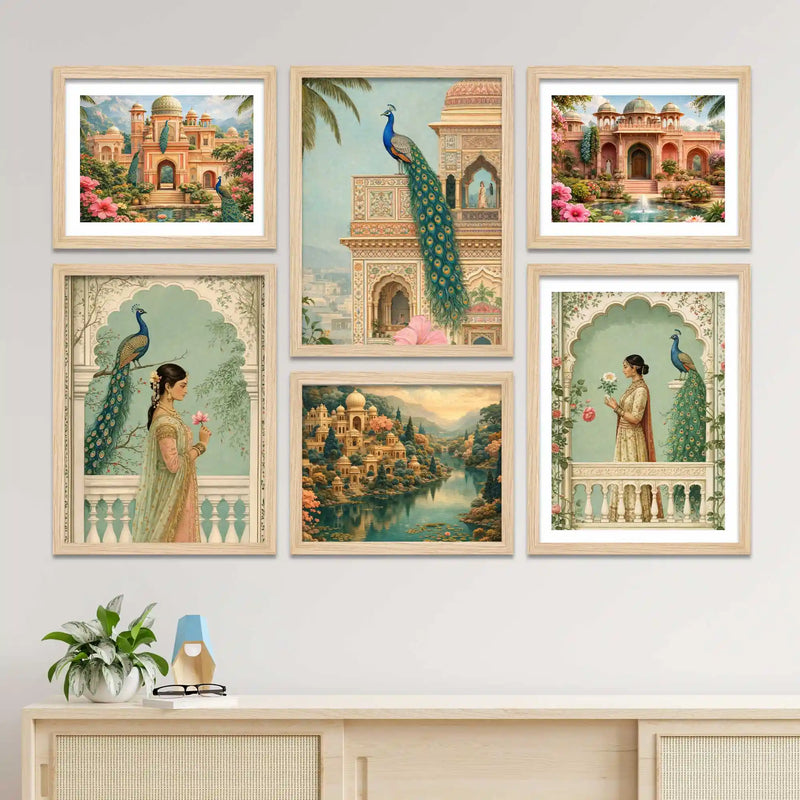 Royal Indian Palace Garden Wall Art Frame Set of 6