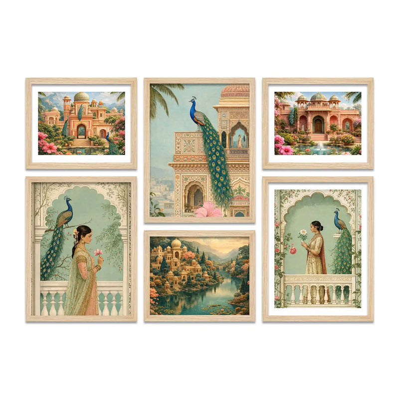 Royal Indian Palace Garden Wall Art Frame Set of 6