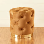 Royal Look Ottoman in Soft Velvet and Gold Trim