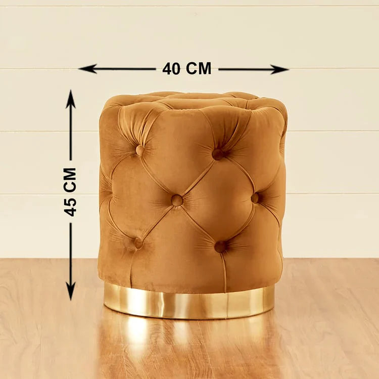 Royal Look Ottoman in Soft Velvet and Gold Trim