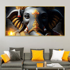 royal-lord-shri-ganesha-grey-dark-gold-canvas-wall-painting-luxury