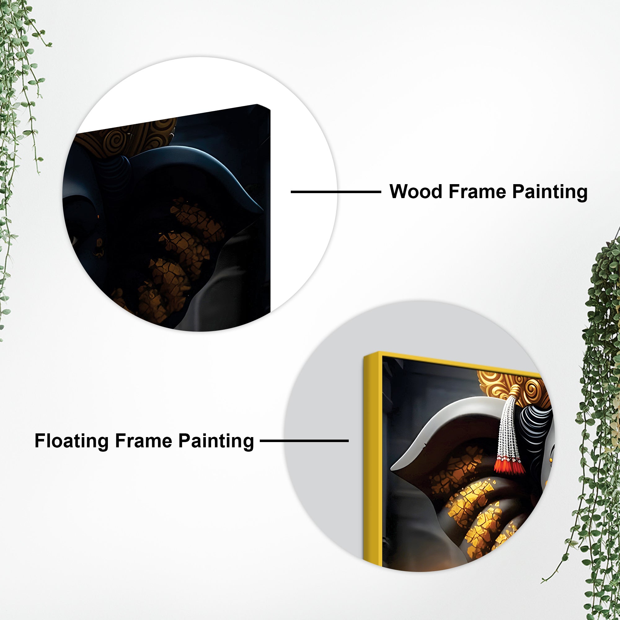 Royal Lord Shri Ganesha Grey & Dark Gold Canvas Wall Painting –  Luxury Spiritual Wall Art for Home & Office Decor